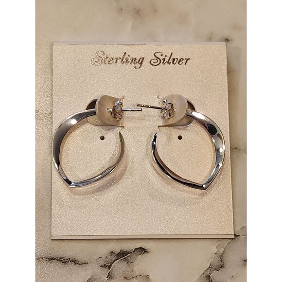 Sterling Silver Teardrop Hoop Earrings - Picture 1 of 4